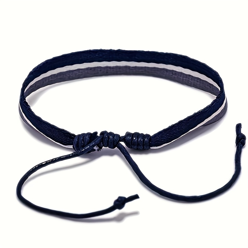 Nautical & Gray Striped Braided Bracelet Bohemian Style
